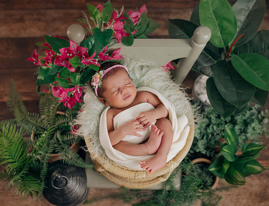 Wrapped in warmth sleeping on nest Newborn Shoot Chennai